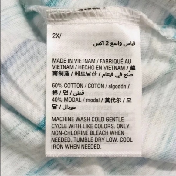 NEW Style & Co Plus Size Tee Shirt Short Sleeve Side Tie Teal White Stripe 2X - Picture 6 of 7